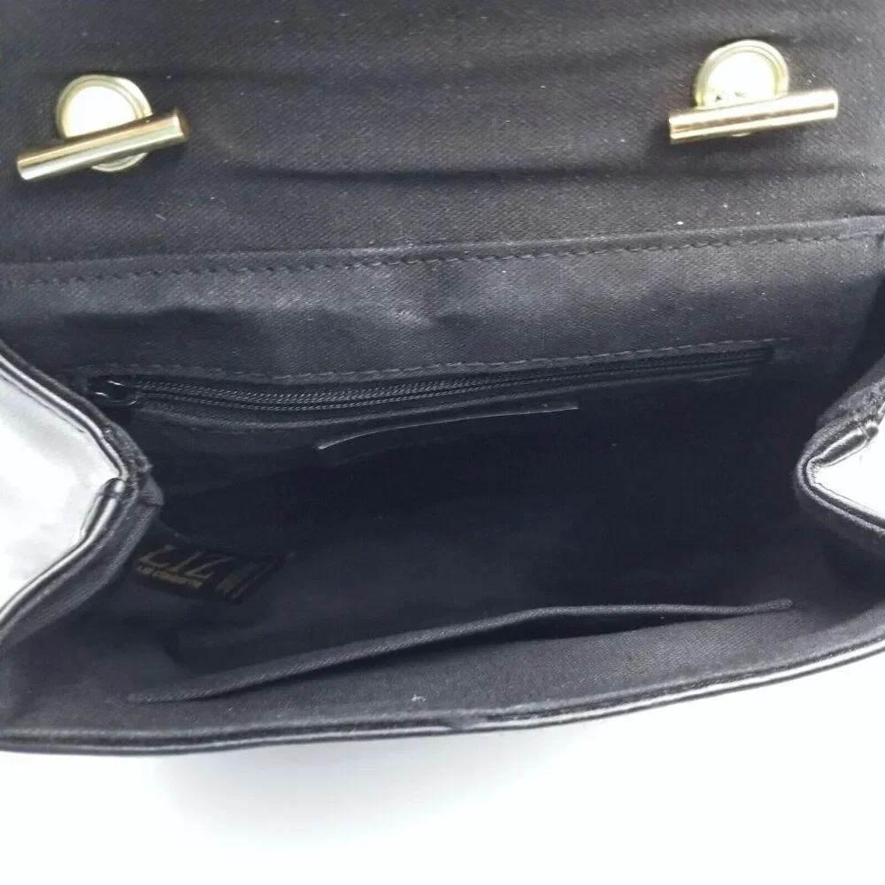 Vintage 90s Liz Claiborne Shoulder Bag Black Handbag Gold Chain